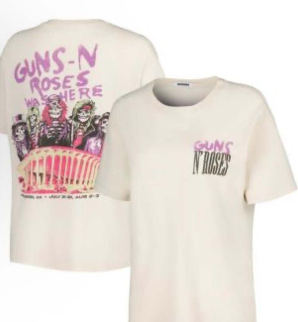 Women's Daydreamer Cream Guns n Roses Was Here Boyfriend T-shirt -